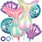 6 Pcs Mermaid Sea Foil Balloons, Mermaid Tail Sea Shell Mylar Balloons
